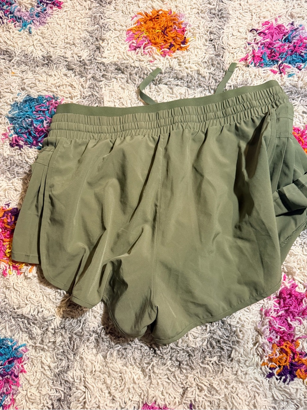 Joy Lab Women’s Athletic Drawstring Shorts with Ruffle sides- Olive Green - Picture 5 of 5